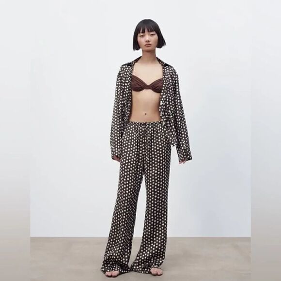 Zara Other - ZARA SATIN SHIRT WITH POLKA DOTS